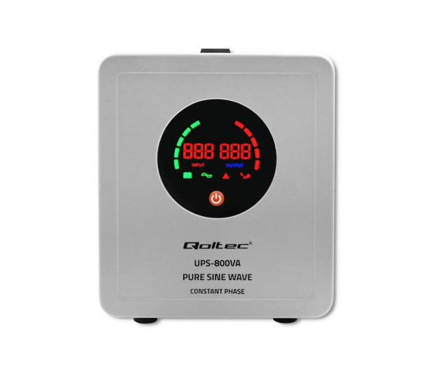 Qoltec Pure Sine Wave UPS | 800VA | 560W | Stała faza | Szary - 1088151 - zdjęcie 6